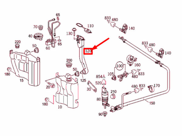 A2098690017 - NEW MERCEDES-BENZ CLK C209 WASHER SYSTEM TANK FILLER PIPE A2098690017 ORIGINAL