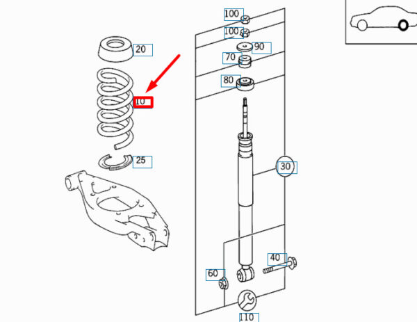 A2103243404 - NEW MERCEDES-BENZ SLK R172 REAR SCREW SPRING A2103243404 ORIGINAL