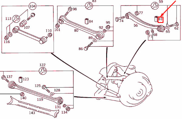 A2103520043 - NEW MERCEDES-BENZ E W124 REAR ARM CLAMPING SLEEVE A2103520043