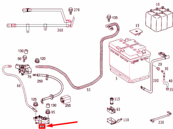 A2105460241 - NEW MB E W210 RIGHT LEGROOM BATTERY CABLE CONNECTOR A2105460241 ORIGINAL