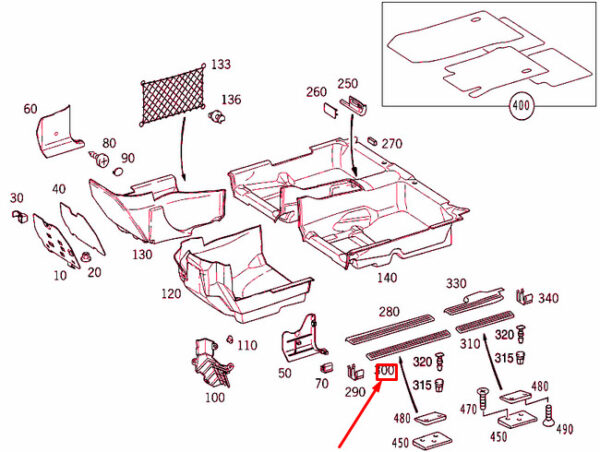 A21068034357D66 - NEW MERCEDES-BENZ E W210 FRONT OUTSIDE INSIDE RAIL A21068034357D66 ORIGINAL