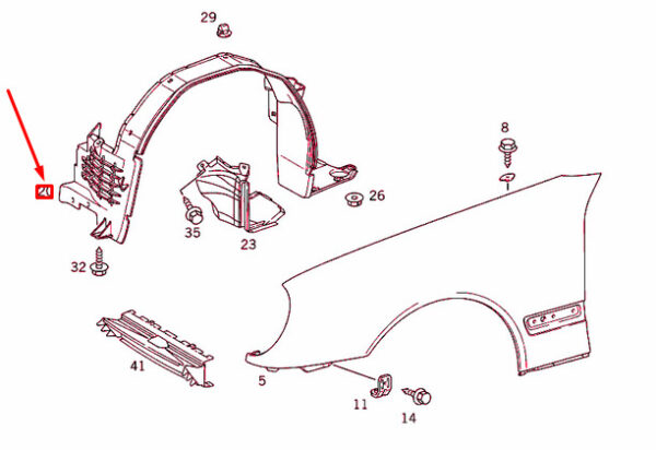 A2106989630 - NEW MERCEDES-BENZ E W210 FRONT RIGHT FENDER LINER COVER A2106989630 ORIGINAL