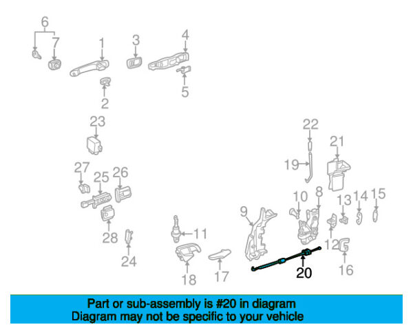 A210760010464 - Mercedes-Benz control rod for front interior door lock A210760010464