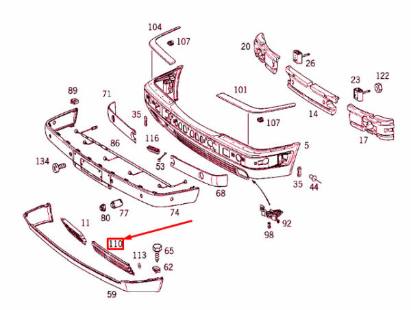 A2108850223 - NEW MERCEDES-BENZ E W210 FRONT BUMPER CENTRAL COVER A2108850223 ORIGINAL