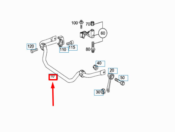 A2113235765 - NEW MERCEDES-BENZ E W211 FRONT TORSION BAR A211323576564