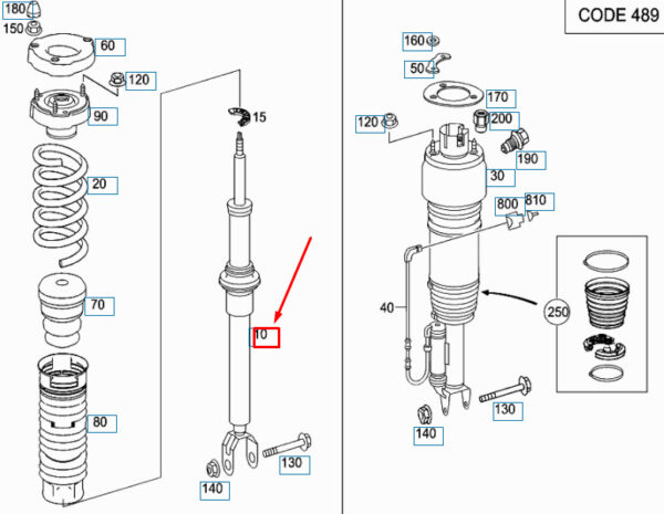 A2113236600 - NEW MERCEDES-BENZ E W211 FRONT RIGHT SHOCK ABSORBER A2113236600 ORIGINAL