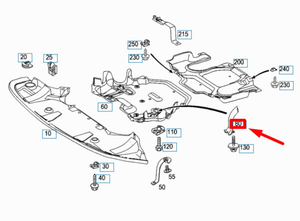 A2115280809 - NEW MB E W211 ENGINE COMPARTMENT PANELLING LEFT PIPE PIECE A2115280809 03-10