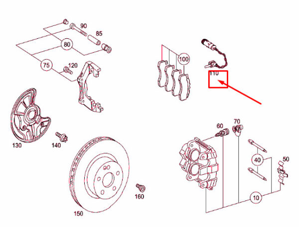A2115400717 - Mercedes-Benz E W211 Front Left Brake Wear Sensor A2115400717 NEW REAL