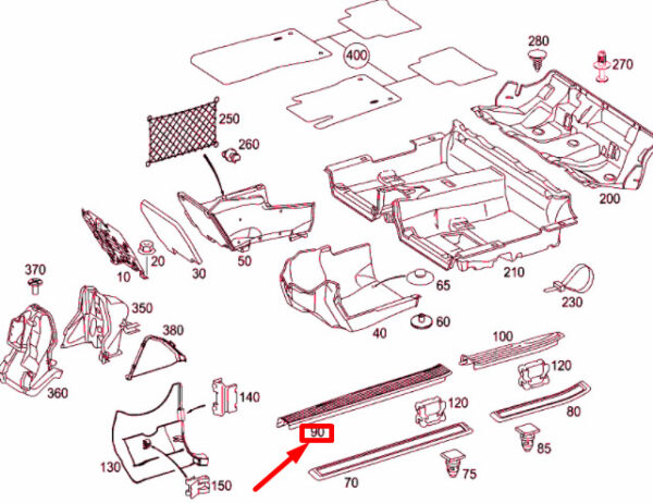 A21168050359B51 - NEW MERCEDES-BENZ E W211 FRONT RIGHT DOOR INSIDE RAIL A21168050359B51 ORIGINAL