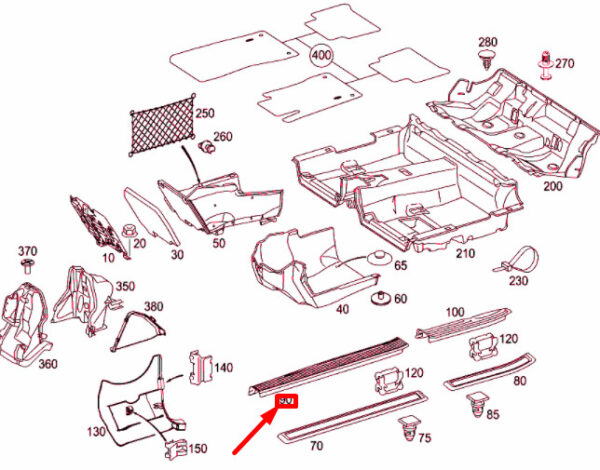 A21168051357F64 - New MERCEDES-BENZ E W211 Front Left Inner Door Sill Trim A21168051357F64