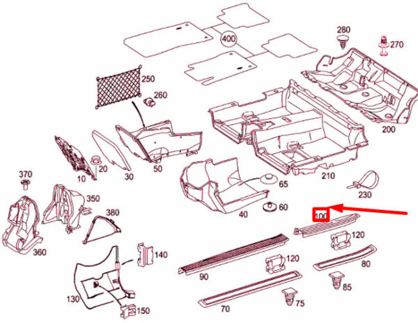 A21168053359B51 - NEW MERCEDES-BENZ E W211 REAR LEFT DOOR INSIDE RAIL A21168053359B51 ORIGINAL