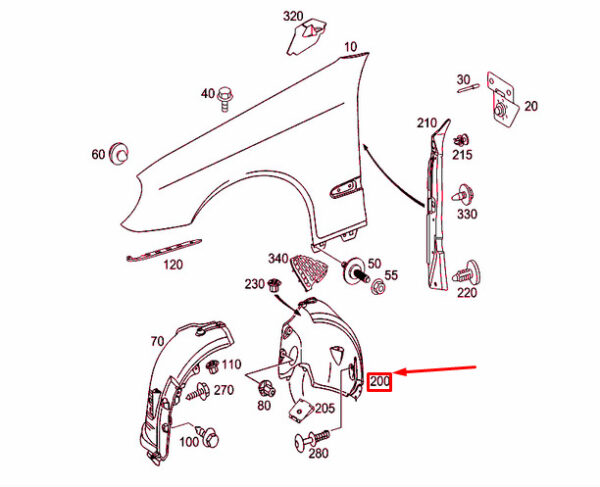 A2116901430 - NEW MERCEDES-BENZ E W211 FRONT RIGHT WHEEL ARCH REAR COVER A2116901430 ORIGINAL