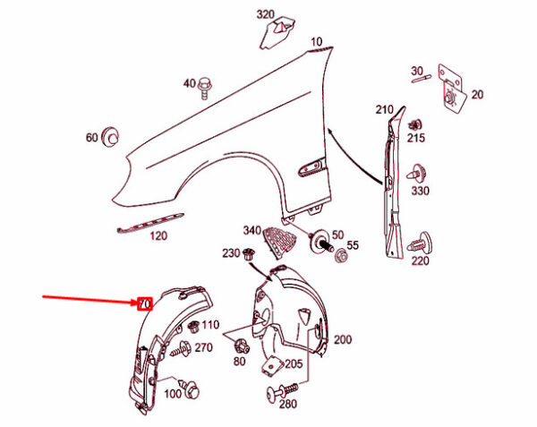 A2116980130 - NEW MERCEDES-BENZ E W211 FRONT LEFT WHEEL ARCH COVER A2116980130 ORIGINAL