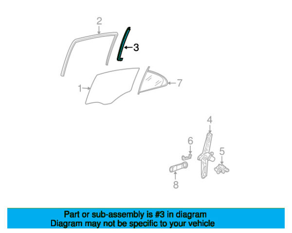 A2117300419 - Mercedes-Benz E-Class W211 door window separator strip rear right A2117300419
