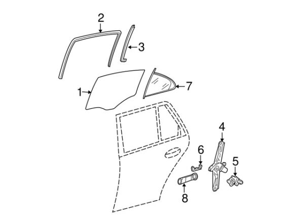 A2117300419 - Mercedes-Benz E-Class W211 door window separator strip rear right A2117300419