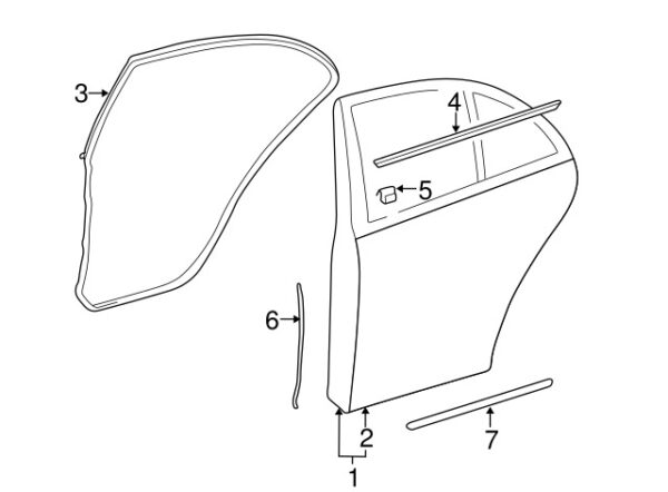 A2117301178 - Mercedes-Benz E-Class W211 rear lower door gasket A2117301178