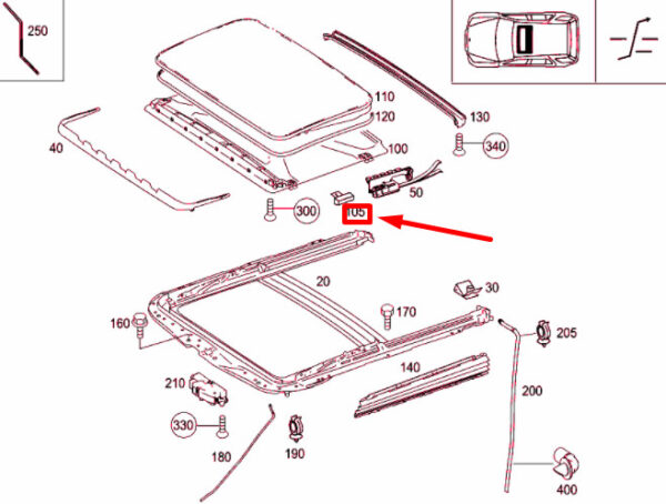 A2117800157 - NEW MERCEDES-BENZ ML W164 HEADLINER GLIDER A2117800157 GENUINE