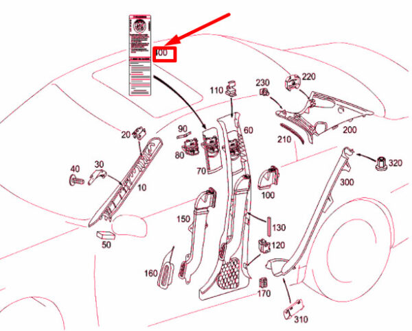 A2118172320 - NEW MERCEDES-BENZ E W211 COLUMN INFORMATION LABEL A2118172320 ORIGINAL