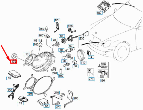 A2118201414 - NEW MERCEDES-BENZ E W211 HEADLIGHT RIGHT BRACKET REPAIR KIT A2118201414 ORIGINAL