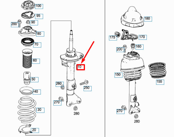 A2123232500 - NEW MERCEDES-BENZ E W212 AMG FRONT LEFT SHOCK ABSORBER STRUT A2123232500