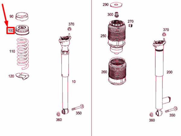 A2123260367 - NEW MERCEDES-BENZ E W212 REAR TOP SPRING BEARING A2123260367 10-16 ORIGINAL
