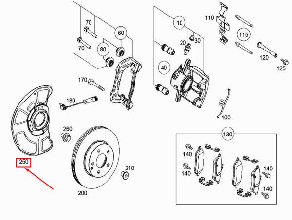 A2124201644 - NEW MERCEDES-BENZ E W212 FRONT RIGHT BRAKE DISC COVER PLATE