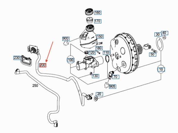 A2124303529 - Mercedes-Benz CLS C218 BRAKE POWER ENHANCER VACUUM LINE LHD A2124303529