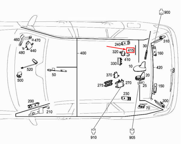 A2124400050 - New Mercedes-Benz E W212 Roof Antenna Wiring Harness A2124400050 Genuine