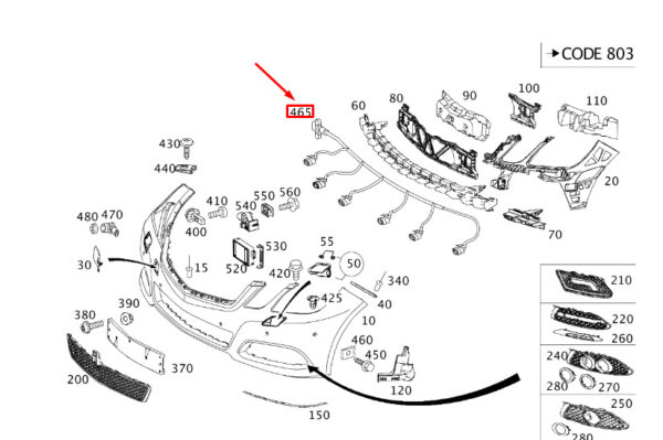 A2124404251 - NEW MERCEDES-BENZ E W212 FRONT BUMPER WIRING HARNESS A2124404251 ORIGINAL
