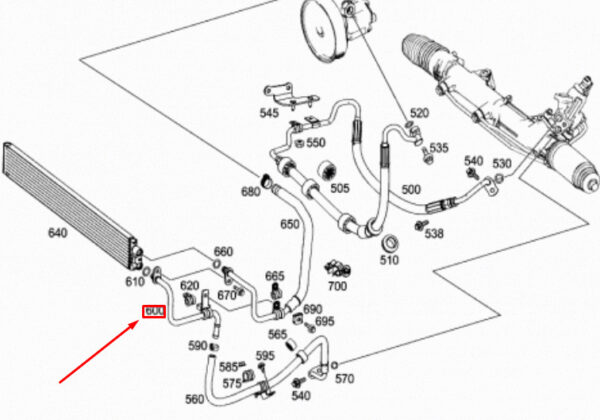 A2124602024 - NEW MERCEDES-BENZ C W204 AMG POWER STEERING PREESSURE LINE A2124602024 ORIGINAL