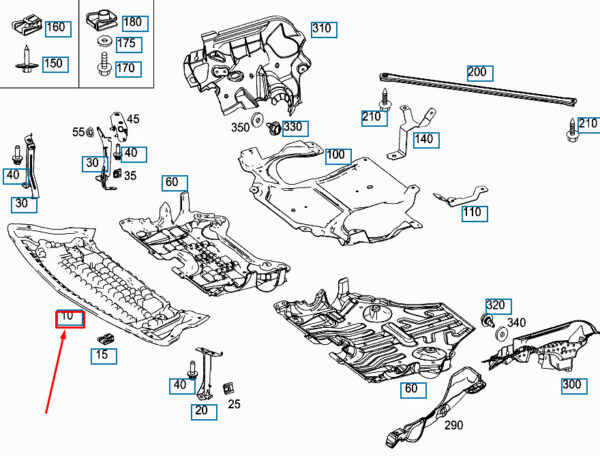 A2125204523 - NEW MB E W212 FRONT ENGINE COMPARTMENT BOTTOM COVER A2125204523
