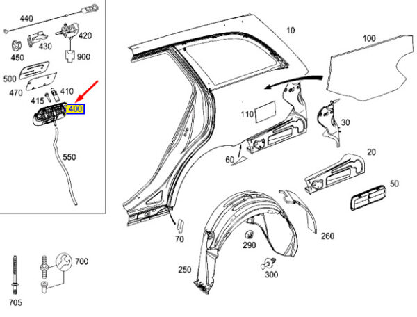 A2126303800 - NEW MERCEDES-BENZ E S212 TANK FILLER RECESS A2126303800 ORIGINAL