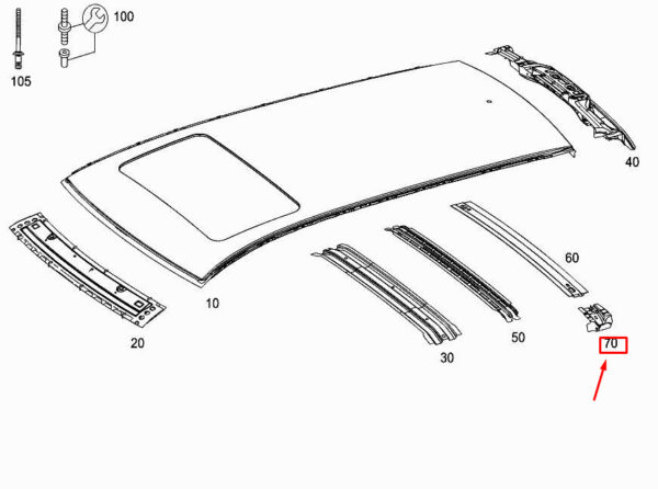 A2126365031 - NEW MERCEDES-BENZ E W212 RIGHT ROOF MOUNTING CONSOLE A2126365031 ORIGINAL