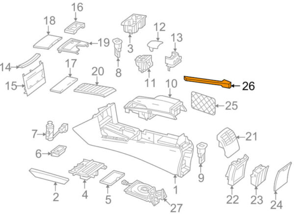 A2126800614 - NEW MERCEDES BENZ E W211 CENTER CONSOLE RIGHT NET BRACKET A2126800614 ORIGINAL