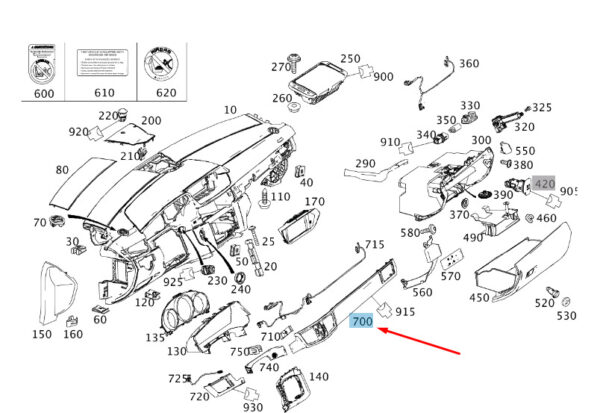 A2126808293 - NEW MB E W212 INSTRUMENT PANEL RIGHT TRIM BAR LHD A2126808293 ORIGINAL