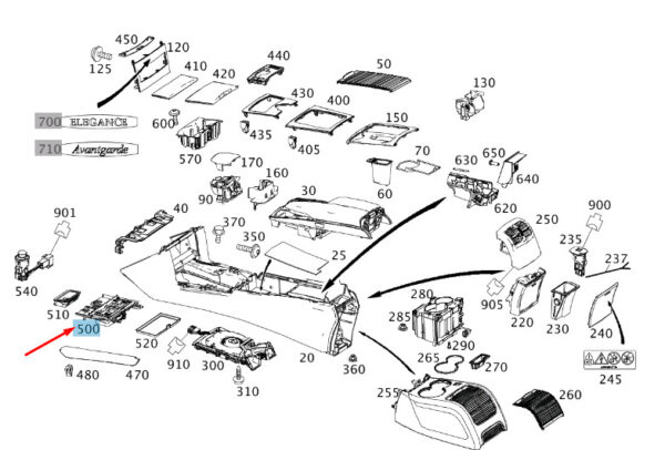 A2126809850 - NEW MB E W212 CENTRE CONSOLE FRONT STOWAGE COMPARTMENT A2126809850 ORIGINAL