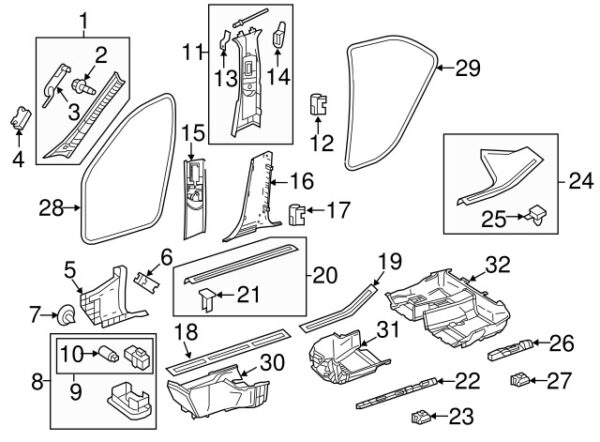 A21268605367E94 - Mercedes-Benz E-Class W212 door sill plate rear left inside