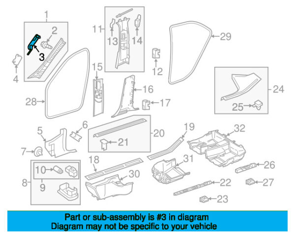 A21269504307E94 - Mercedes-Benz E-Class W212 Right Body A-Pillar Trim Panel Cap A21269504307E94