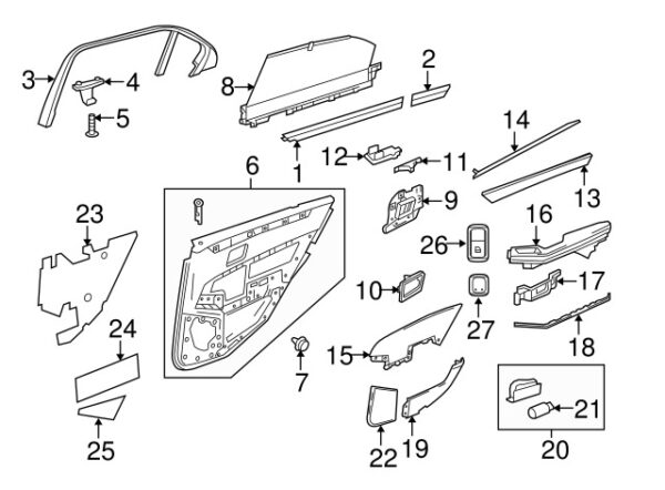 A21273002488N84 - Mercedes-Benz E-Class W212 rear right interior door handle trim