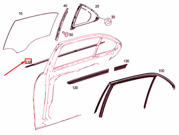 A2127351065 - NEW MB E W212 REAR RIGHT DOOR WINDOW OUTSIDE SEALING RAIL A2127351065 OEM