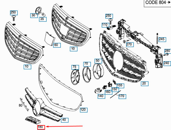 A2128170700 - NEW MERCEDES-BENZ E W212 AMG FRONT GRILLE EMBLEM A2128170700 ORIGINAL
