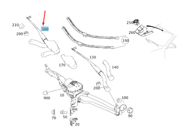 A2128201044 - NEW MERCEDES-BENZ E W212 FRONT LEFT WIPER ARM RHD A2128201044