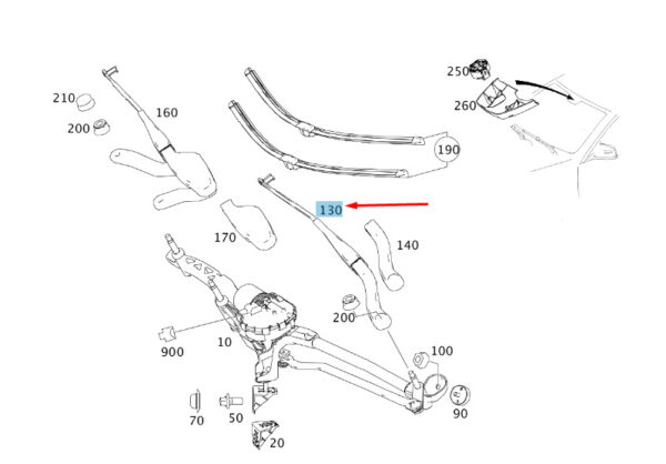 A2128201444 - NEW MERCEDES-BENZ E W212 FRONT RIGHT WIPER ARM RHD A2128201444 ORIGINAL