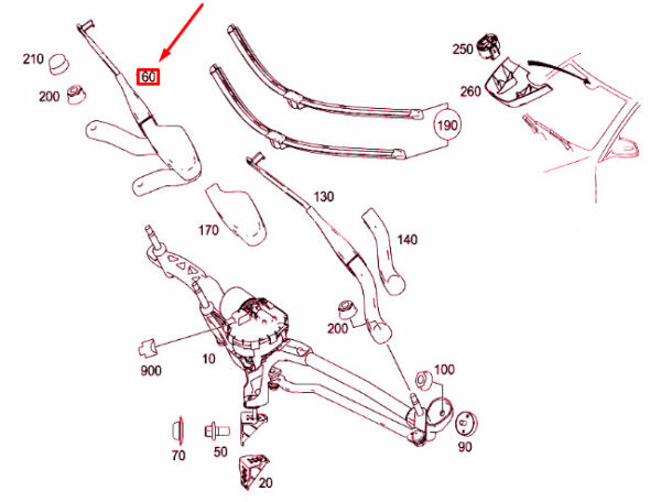 A2128201644 - NEW MERCEDES-BENZ E W212 FRONT RIGHT WIPER ARM LHD A2128201644 OEM
