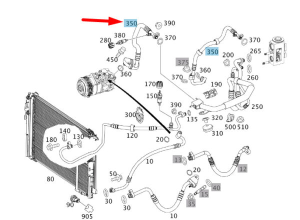 A2128306515 - NEW MB E W212 SEPARATION POINT / COMPRESSOR REFRIGERANT LINE A2128306515