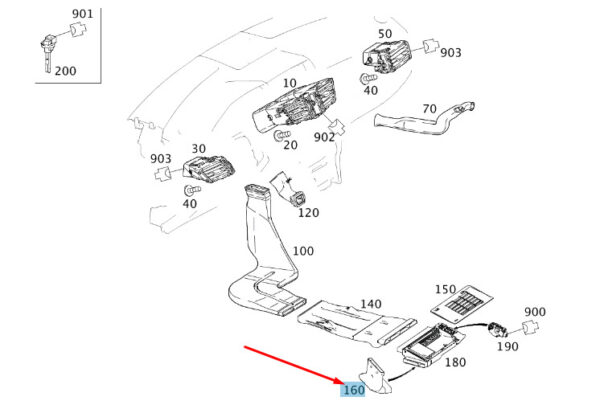 A2128311446 - NEW MERCEDES-BENZ E W212 RIGHT B PILLAR AIR DUCT A2128311446 GENUINE