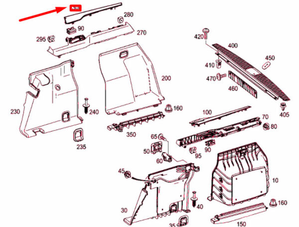 A21284908039051 - NEW MB E T-MODEL S212 UPPER RIGHT CARGO AREA COVER A21284908039051 ORIGINAL