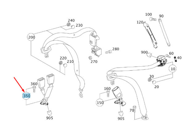 A2128602269 - NEW MERCEDES-BENZ E W212 REAR RIGHT AND MIDDLE SEAT BELT A2128602269 ORIGINAL