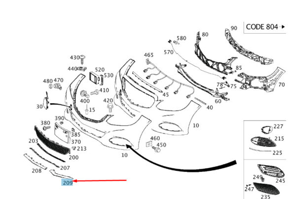 A2128850700 - NEW MB E W212 FRONT BUMPER UNDER LEFT AIR INLET GRILLE TRIM A2128850700 ORIGINAL