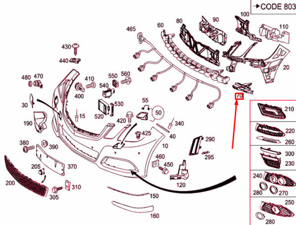 A2128852465 - NEW MERCEDES-BENZ E W212 FRONT BUMPER RIGHT BOTTOM MOUNTING A2128852465 ORIGINAL